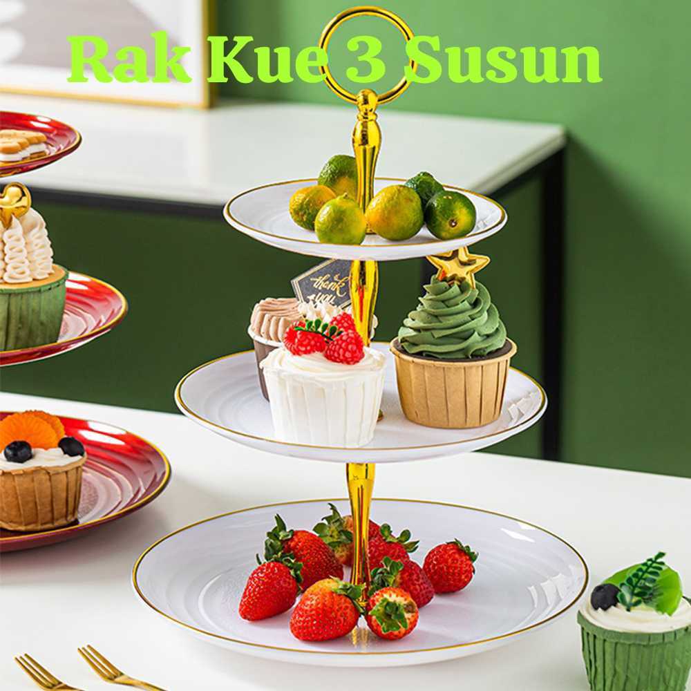 RAK KUE SUSUN 3 TINGKAT DETACHABLE PLAT CAKE STAND DISPLAY PIRING SUSUN 3 TINGKAT KUE