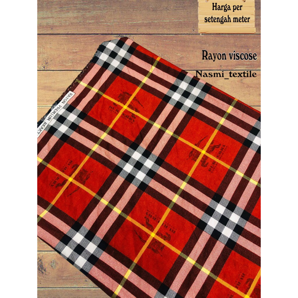 kain katun rayon viscose premium motif abstrak motif kotak garis terbaru (0,5meter)