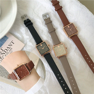 Jam Tangan Kulit Retro Kotak dengan Permata Jam Tangan Vintage Retro Watch Women Watch Jam Tangan Mu