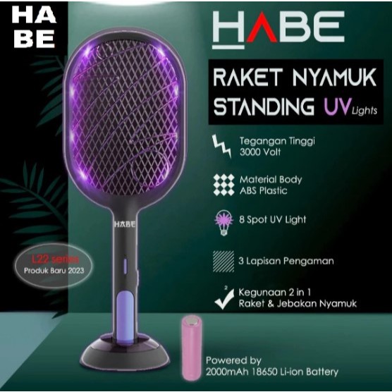 

HABE Raket Nyamuk UV Multifungsi Standing Mosquito Trap Swatter