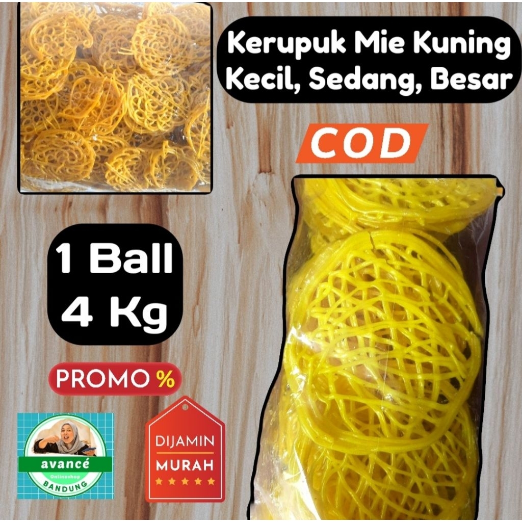 

Kerupuk Mie Kuning Mentah Varian Ukuran Kecil, Sedang, Besar 1 Ball (4 Kg)