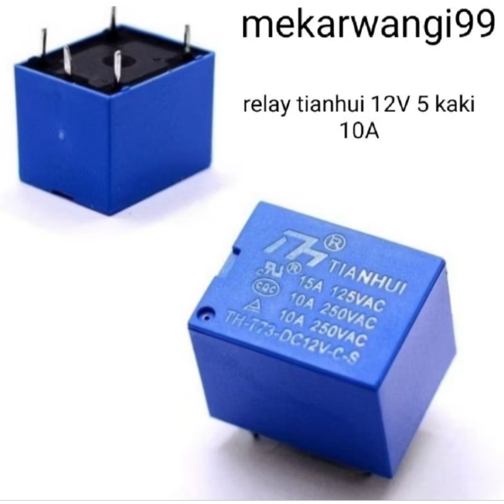 RELAY DC 12V 10A 5 PIN TIANHUI JUAL PER/50PCS - Relay Tianhui dc 12v 10 Amper 5kaki