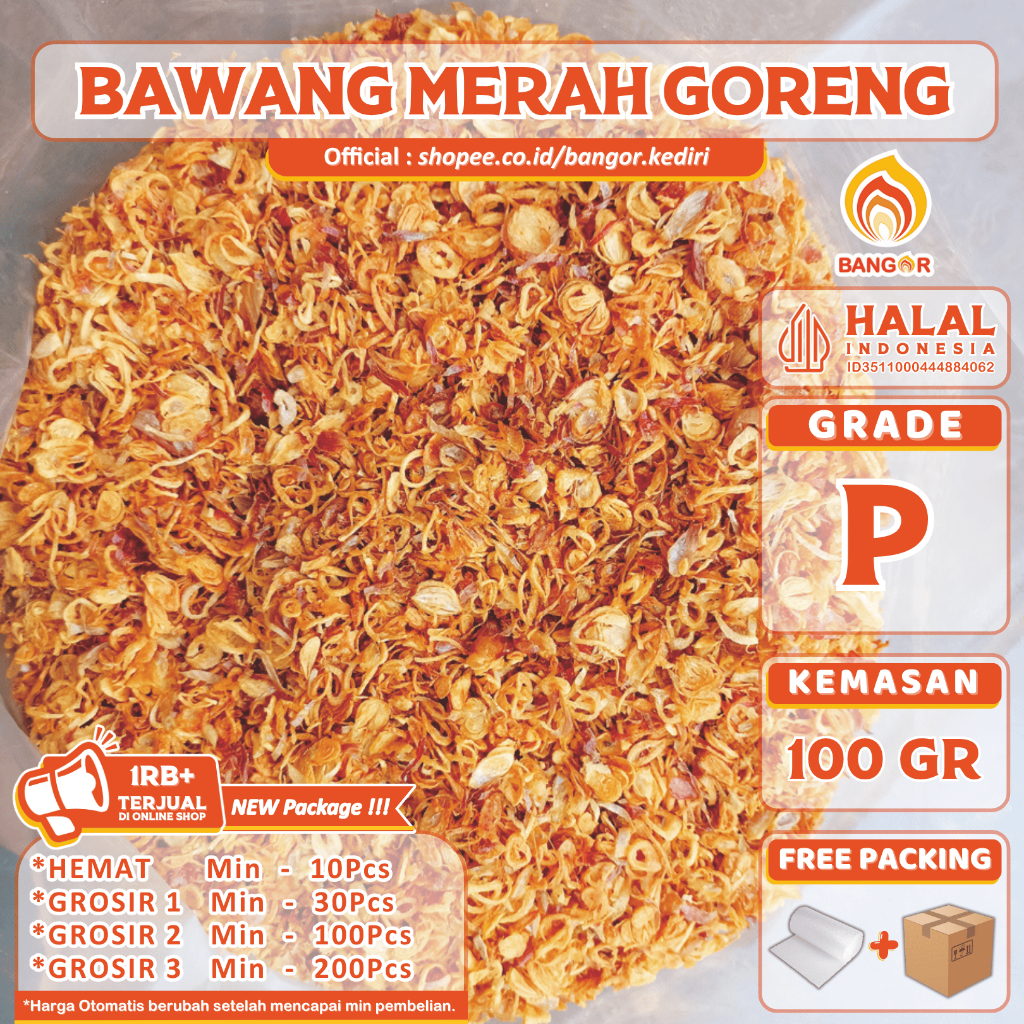 

MERAH-P [ 100 Gr ] Bawang Merah Goreng / Brambang Goreng, Premium, Refill