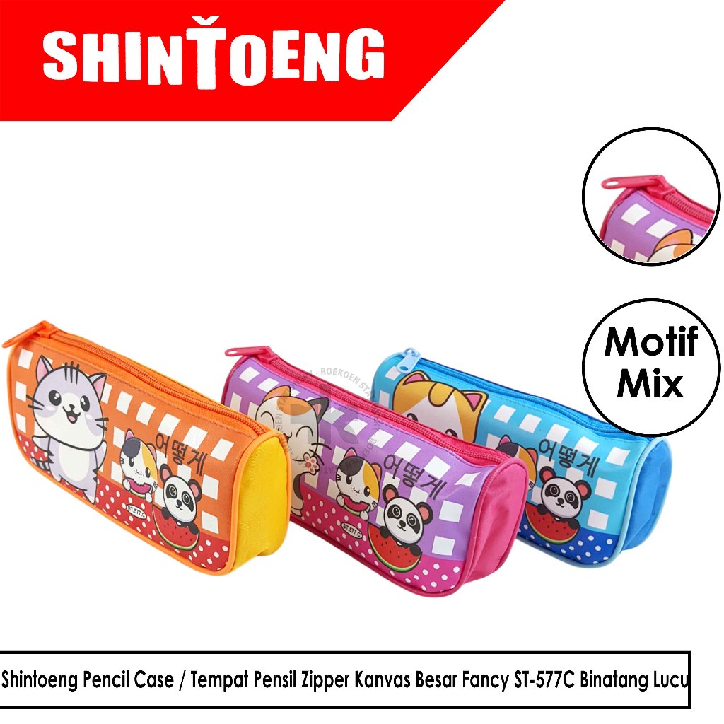 

Shintoeng Pencil Case / Tempat Pensil Zipper Kanvas Besar Fancy ST-577C Binatang Lucu