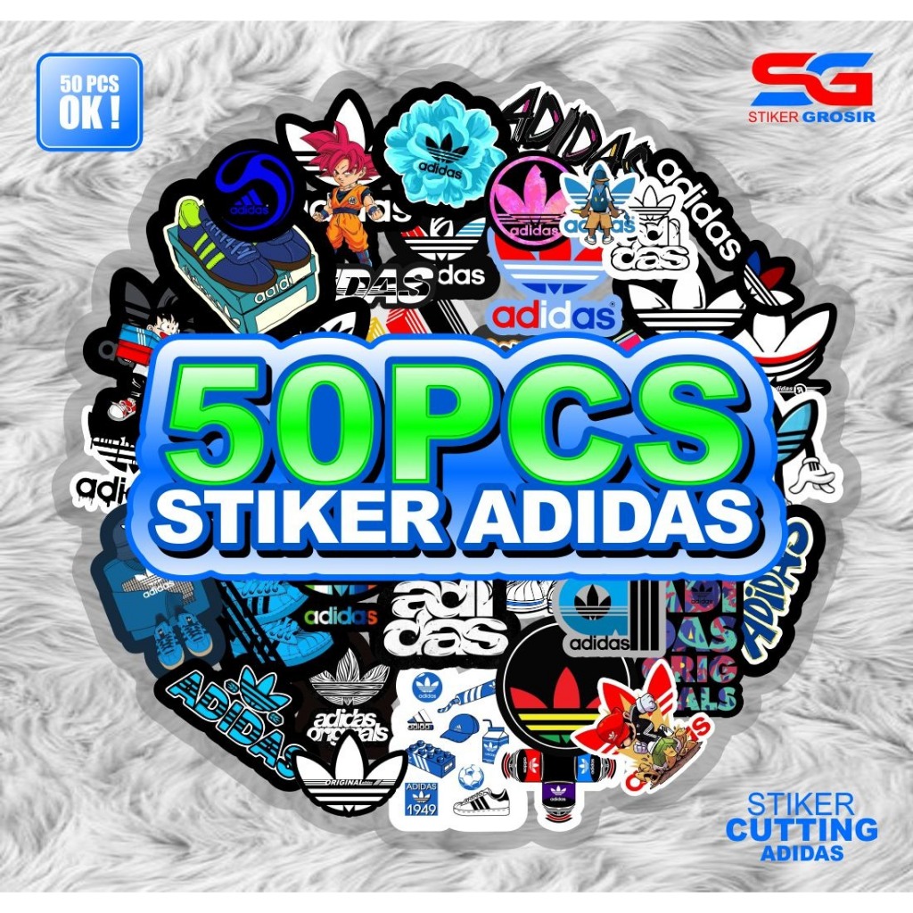 

50pcs stiker brand adidas stiker pack aesthetic stiker sudah terpotong