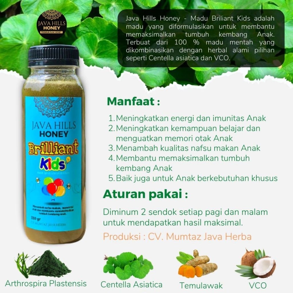 

MADU BRILIANT KIDS JAVA HILLS HONEY BANTU TUMBUH KEMBANG ANAK