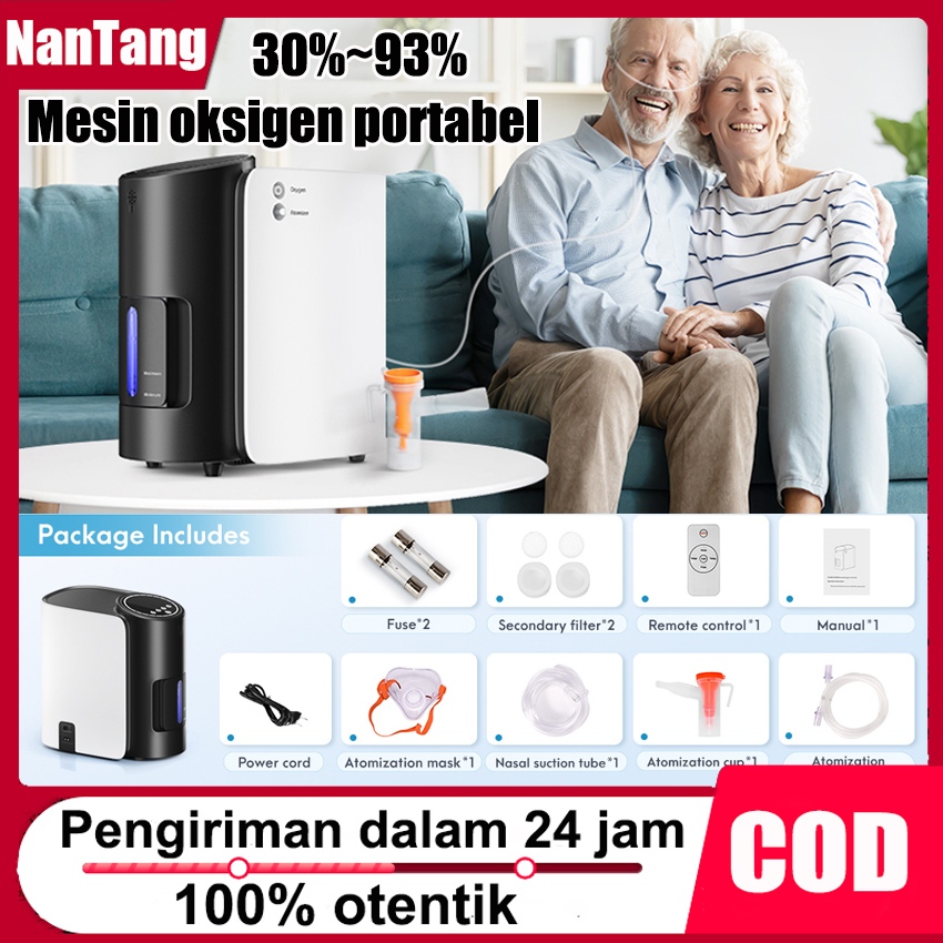 Produk siap stok Oxygen Concentrator, 1-7L/min Adjustable Portable Oxygen Machine for Home and Trave
