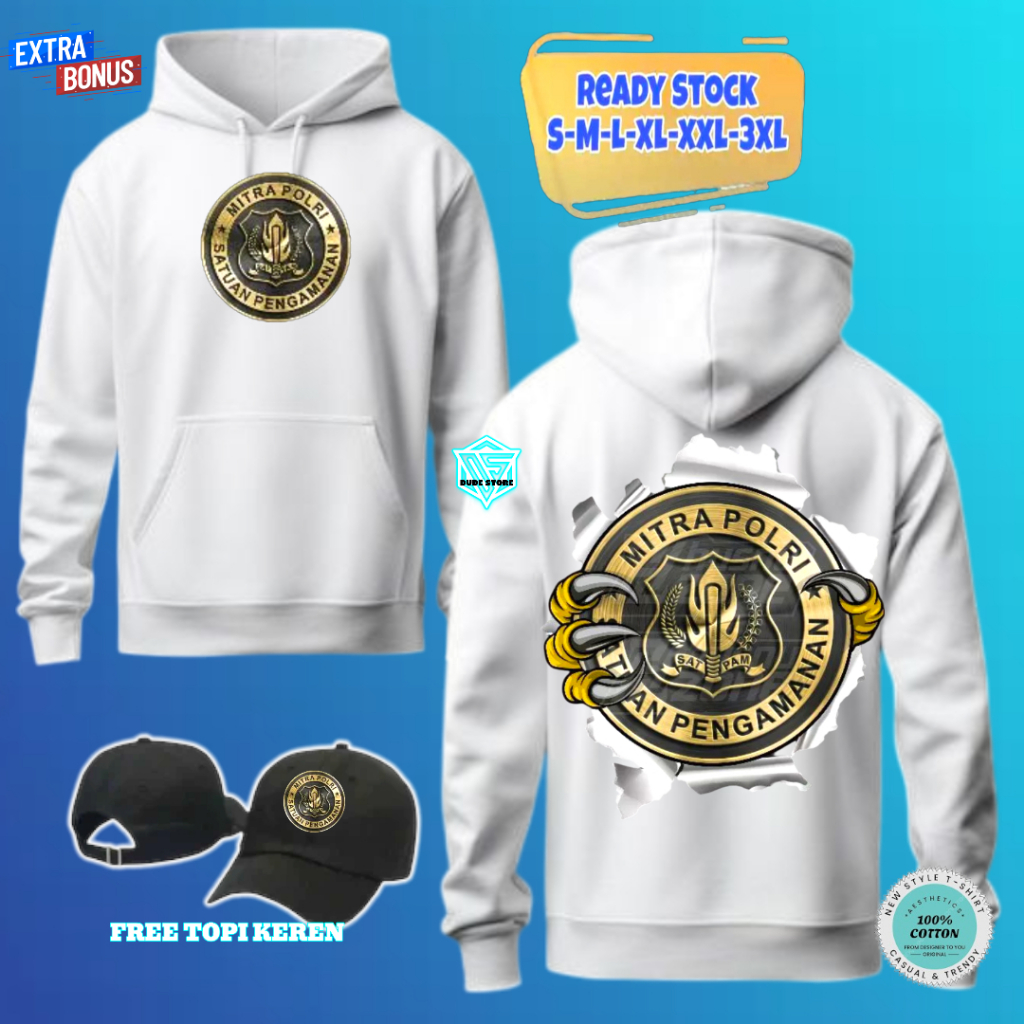 DUDESTORE CLTHING DISTRO HOODIE JUMP PROFESI SATPAM SATUAN PENGAMANAN MITRA POLRI KATUN FLEECE FREE 