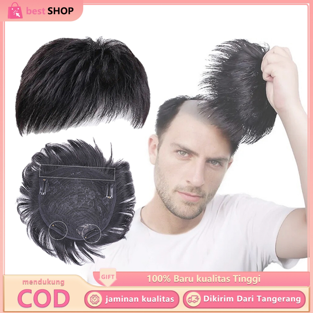 Rambut Palsu Penutup Botak Rambut Simulasi Pria Botak Tutup Botak Pria Wig Pria Botak Men Hairtop