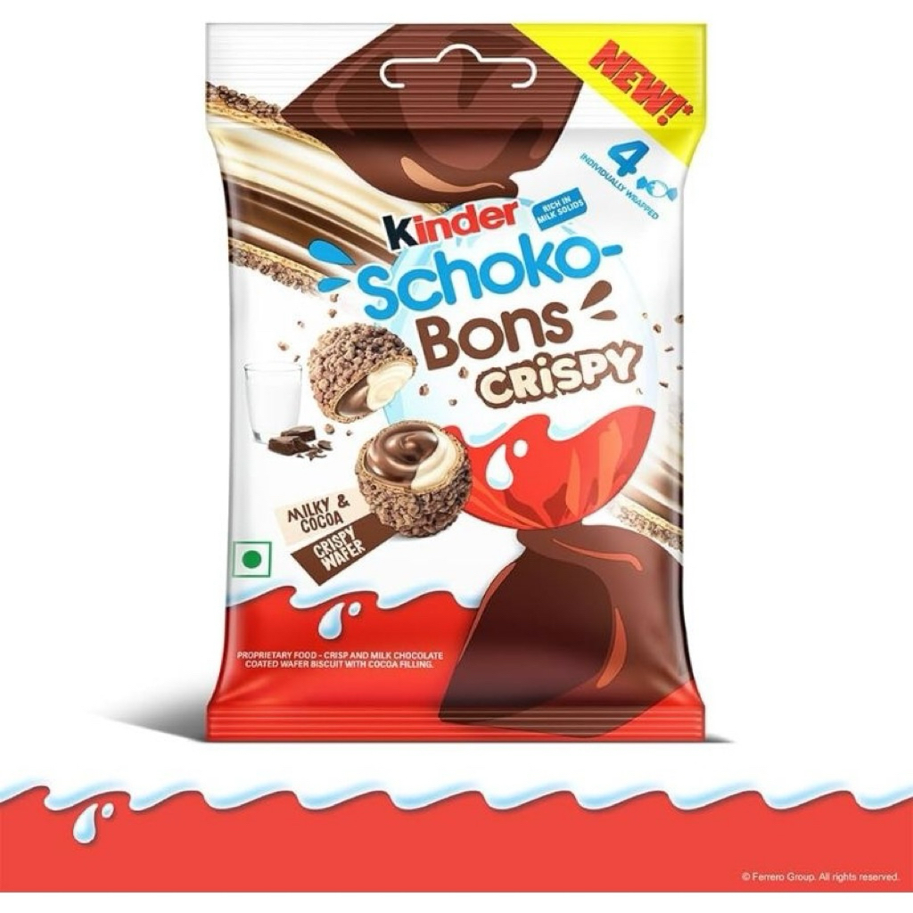

Kinder schobobons crispy isi 4pcs milky cocoa crispy wafer import