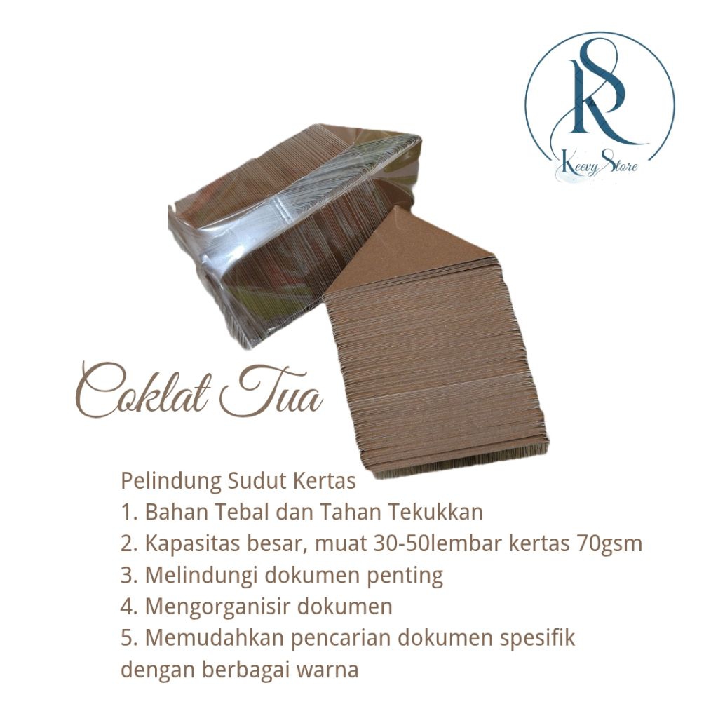 

Pelindung Sudut Kertas / Siku Kertas Dokumen Isi 100pcs - Coklat Tua