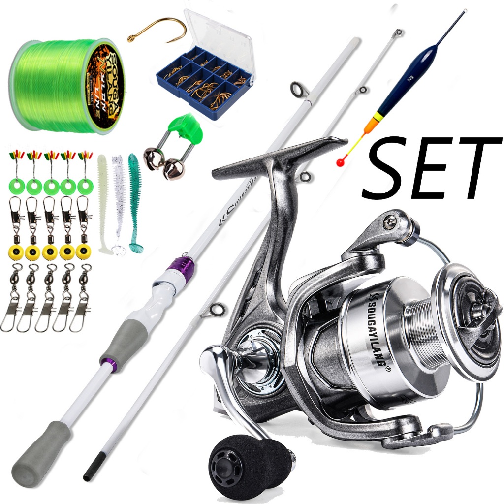 SOUGAYILANG KOMBO UMPAN PANCING TALI PANCING GULUNGAN MEMANCING 1.8M CARBON 1000-5000 FISHING ROD