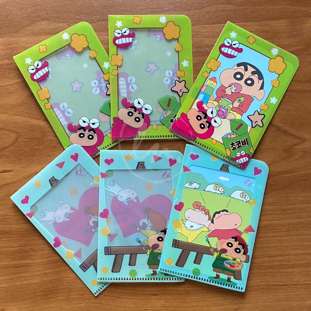 [READY] DAISO KR PHOTOCARD PC MINI L-HOLDER CHOCOBI SHINCHAN FRAME COVER DECO MONSTA X TREASURE NCT 