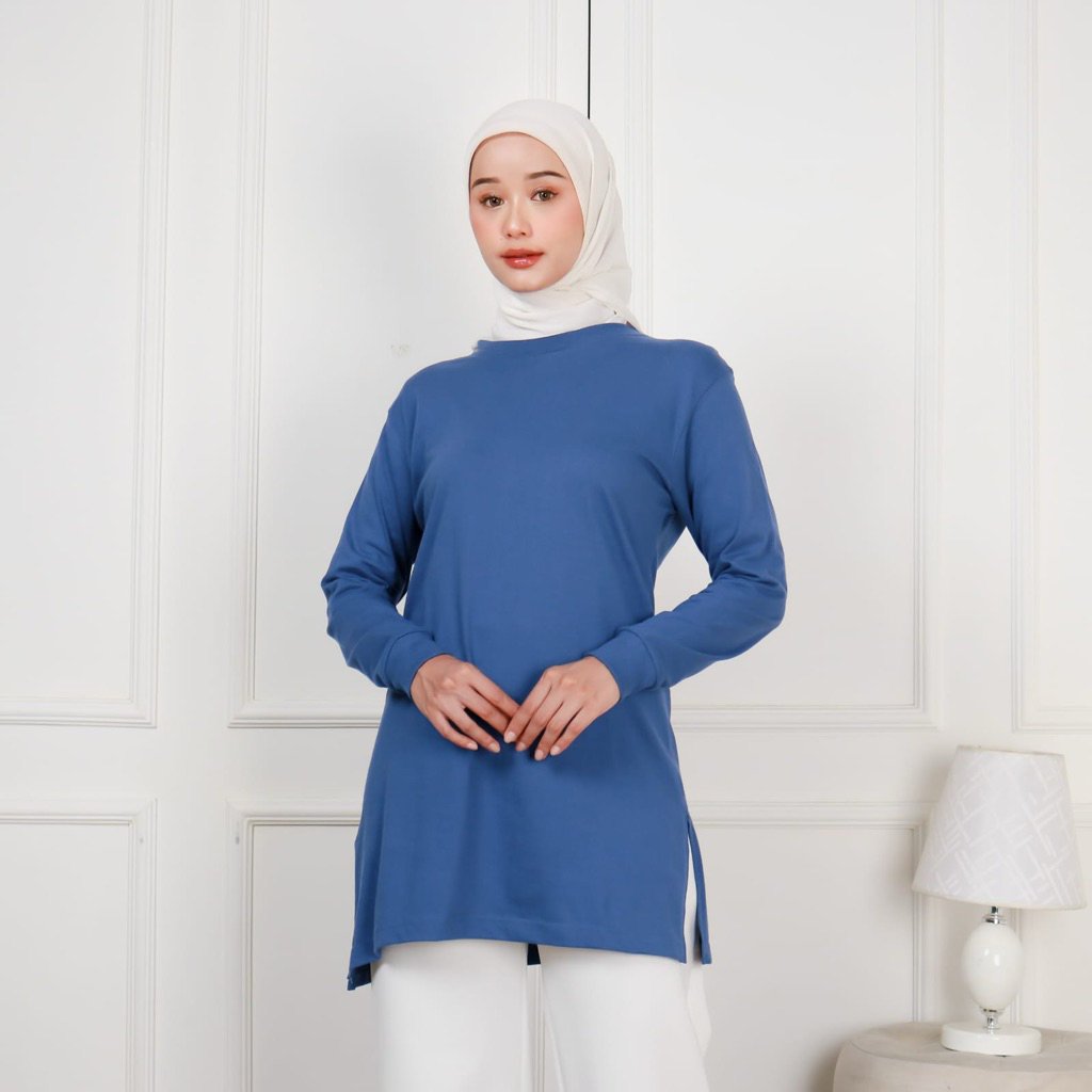 Kaos Tunik Wanita, Tunik Lengan Panjang, Tunik Polos, Atasan Tunik Polos, Tunik Kekinian, Kaos Tunik
