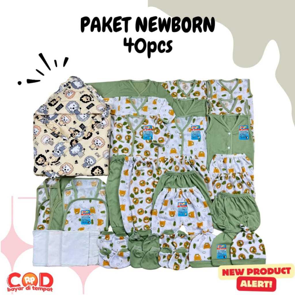 40pcs Perlengkapan bayi Set Lahiran lengkap Baju bayi baru lahir Baju Bayi Newborn Set Brojol Risyab