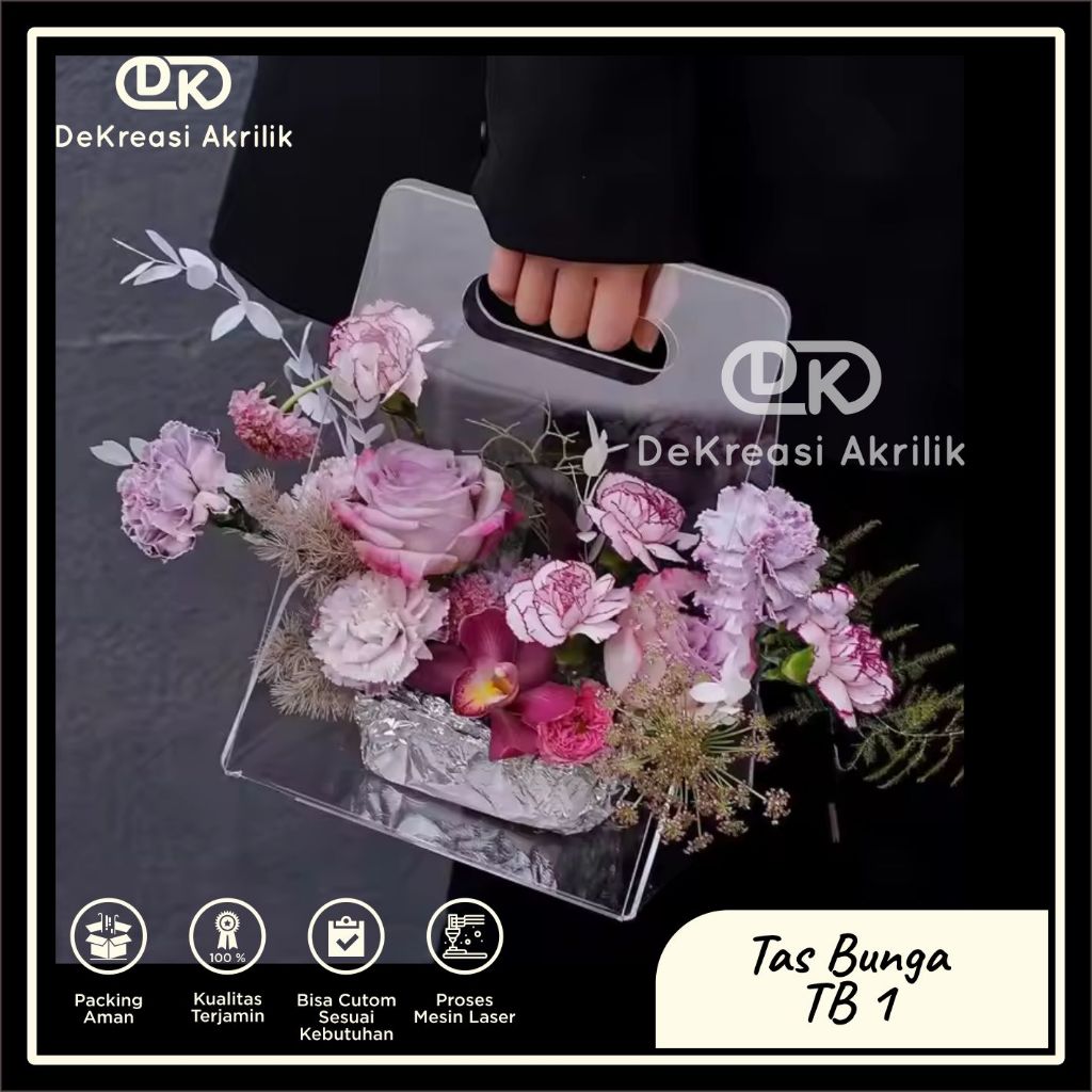 Tas Bunga Akrilik / Tas Akrilik / Box Hampers / Flower Bag TB1 Elegan & Eksklusif