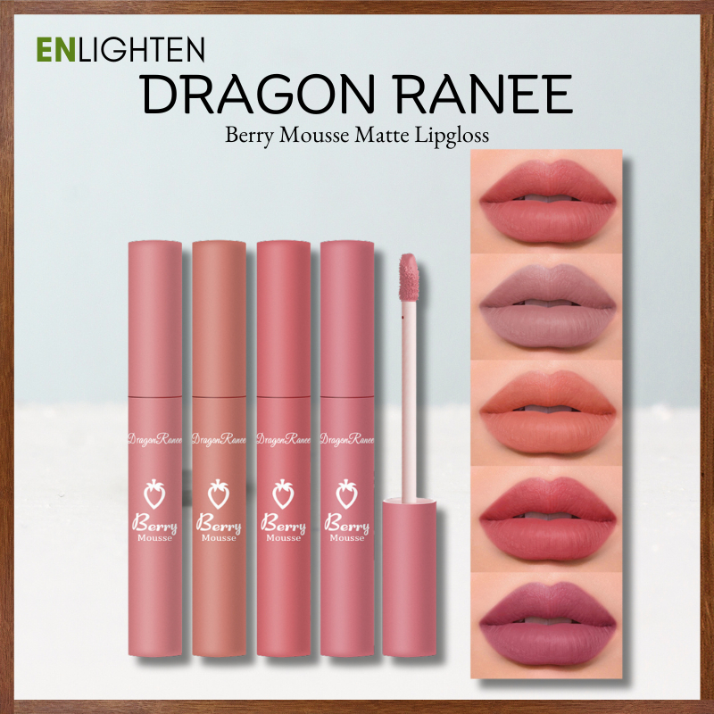 DRAGON RANEE Matte Lip Gloss Berry Mousse Lipstick Lipcream Tint Makeup Cosmetics Moisturizing DR002