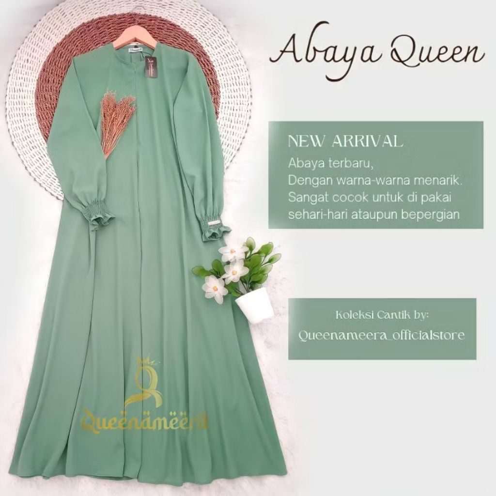 ABAYA QUEEN terbaru set Hijab segi empat Syar'i 130x130 bahan wolfis LUXURY grade A  gamis syar'i  d