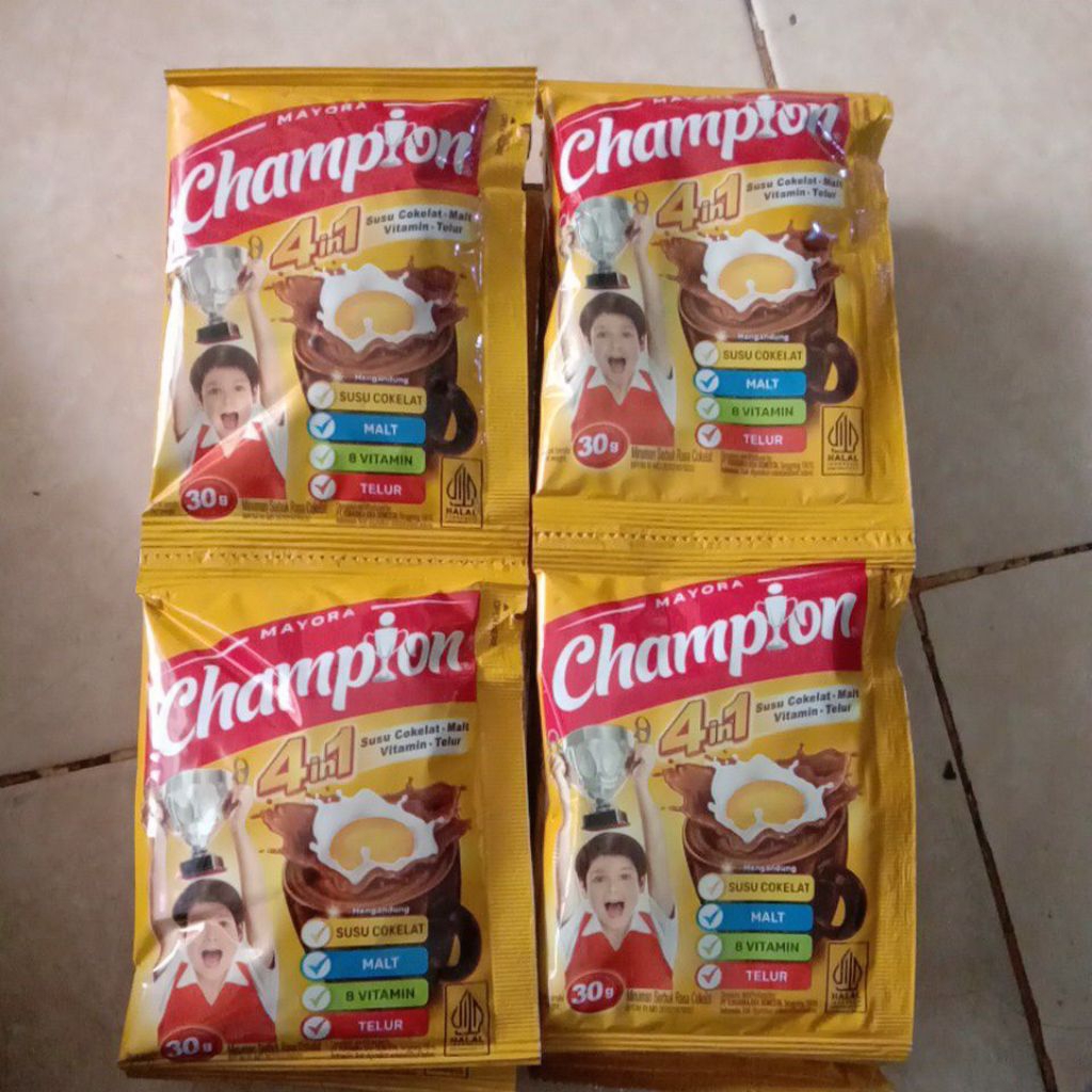 

Champion 4+1 susu coklat, Malt , vitamin dan Telur