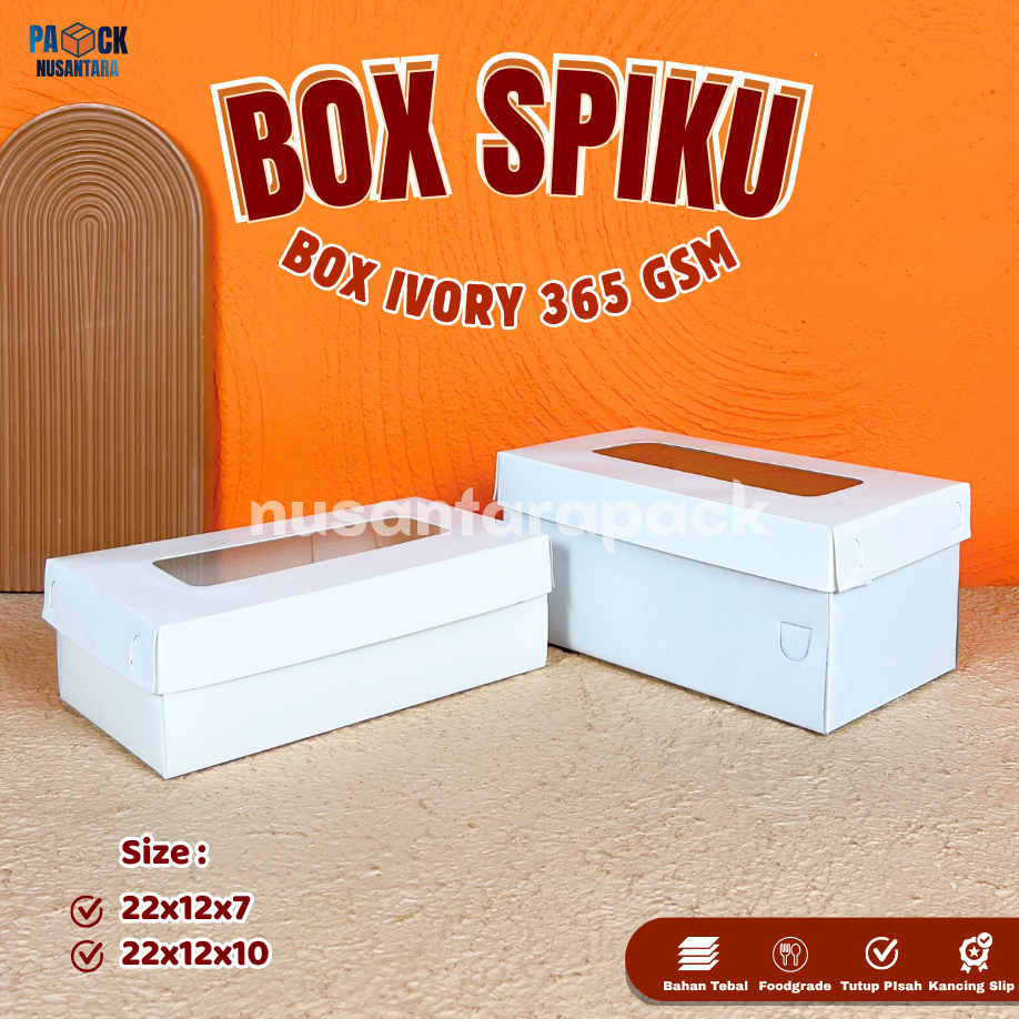 

Box Spiku Ivory Putih Tutup Pisah Kotak Kemasan Makanan Kue Snack Souvenir 22x12x7 22x12x10 cm