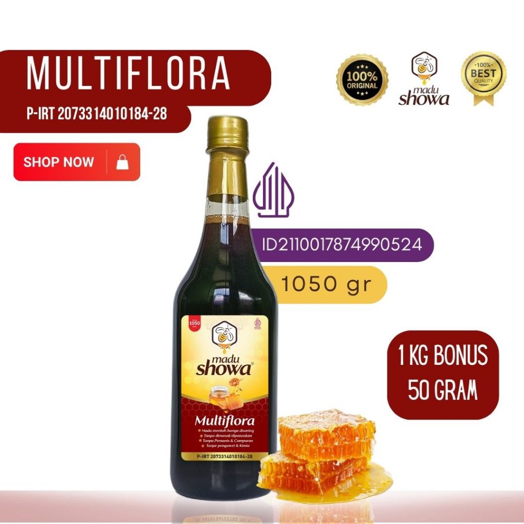 

Madu Showa - Madu Murni Multiflora 1 KG Bonus 50 Gram - Asli 100 % Dinkes dan Halal
