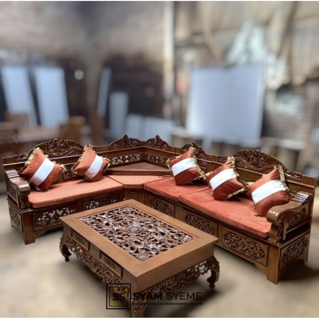 Sofa tamu tipe L kayu jati ukiran terlaris Kursi Tamu Kayu Jati Minimalis, Kursi Tamu Minimalis Kayu