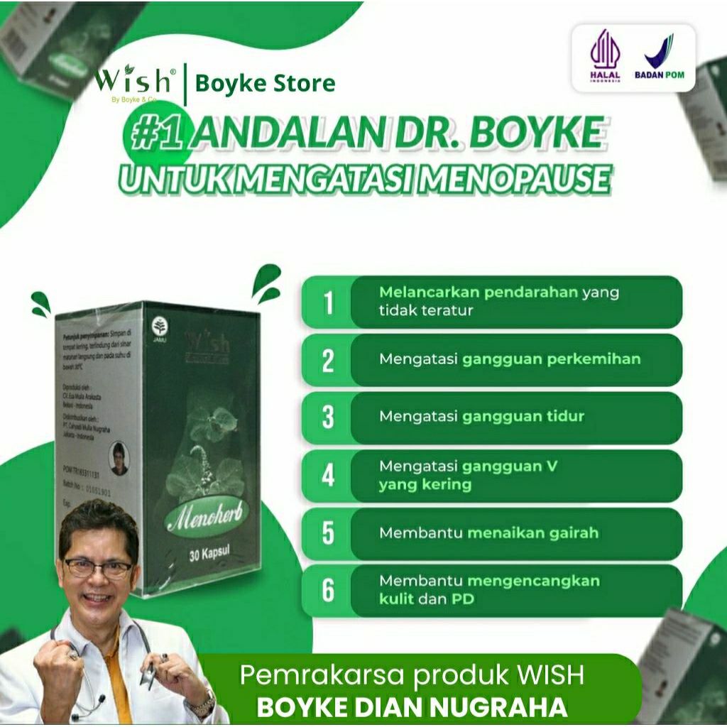 Wish Menoherb (dr.Boyke) Suplemen Kesehatan Wanita Mengatasi Masalah Menopause