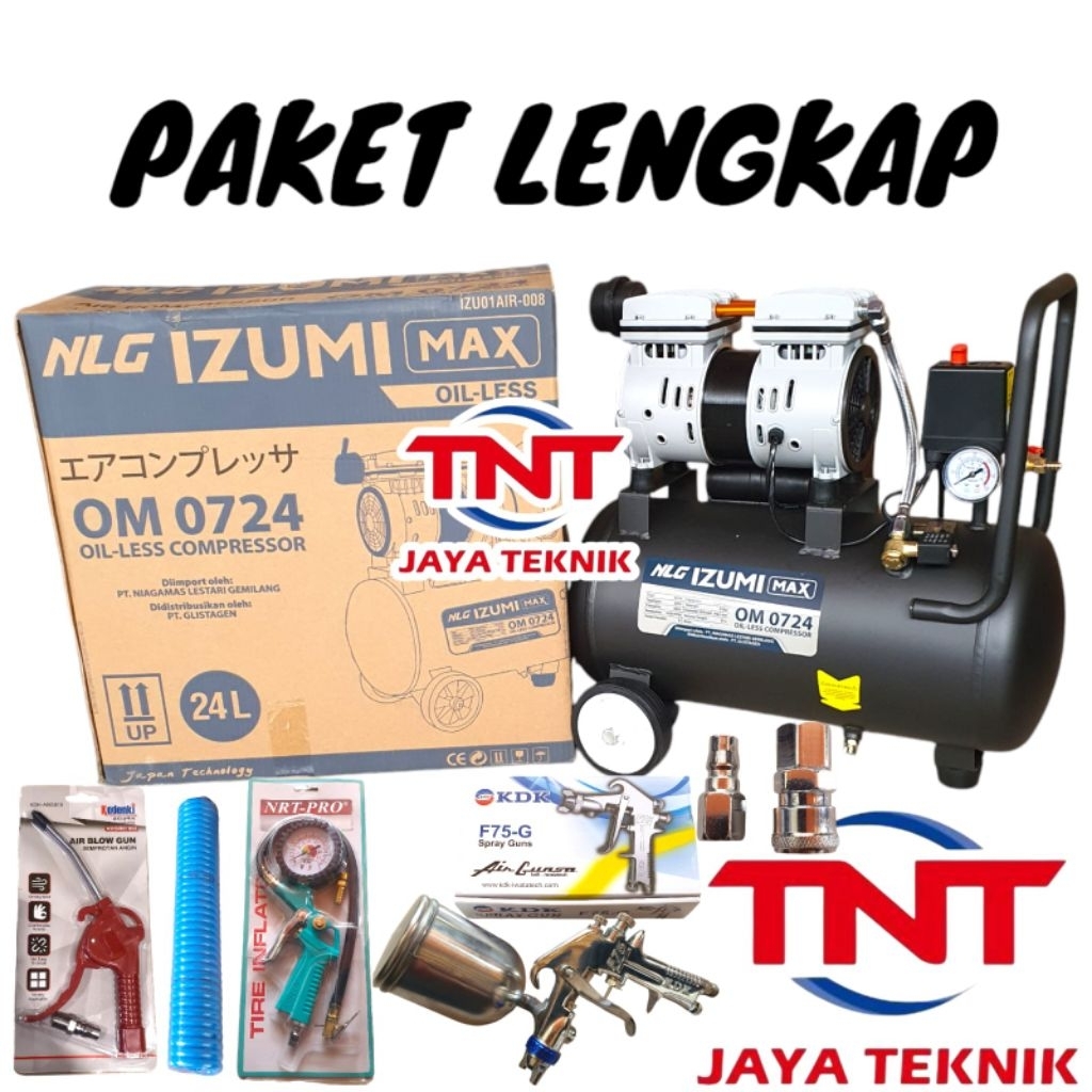 NLG IZUMI MAX OM 0724 MESIN KOMPRESOR COMPRESSOR ANGIN OILLESS 0.75HP NLG IZUMI MAX OM0724 OM 0724