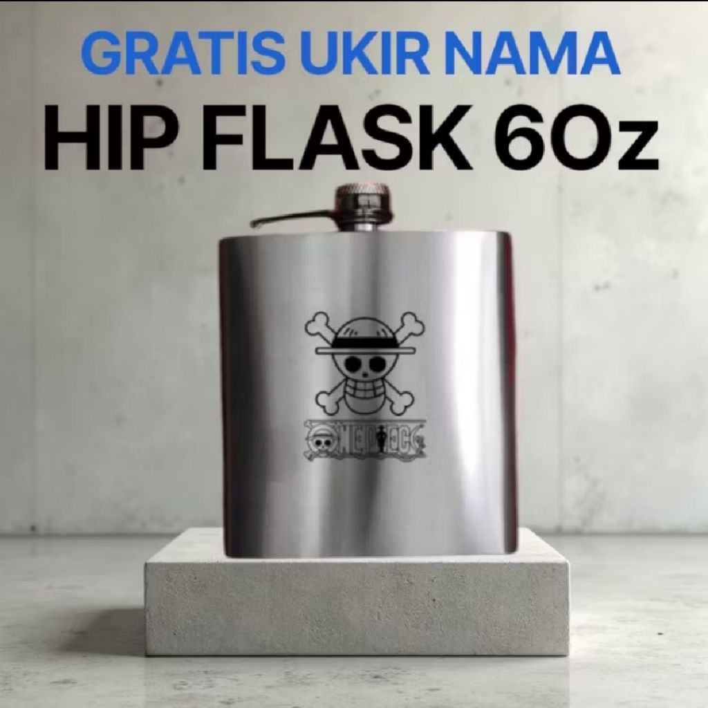 Hip Flask Keren Botol Minum Stainless 6Oz Gratis Grafir Nama