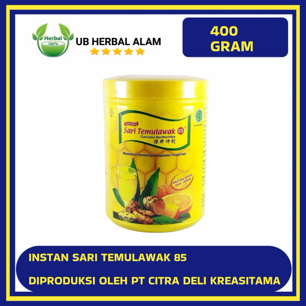 

INSTAN Sari Temulawak85 400gram rasa madu jeruk BPOM / minuman kesehatan hati menyegarkan badan dan daya tahan tubuh