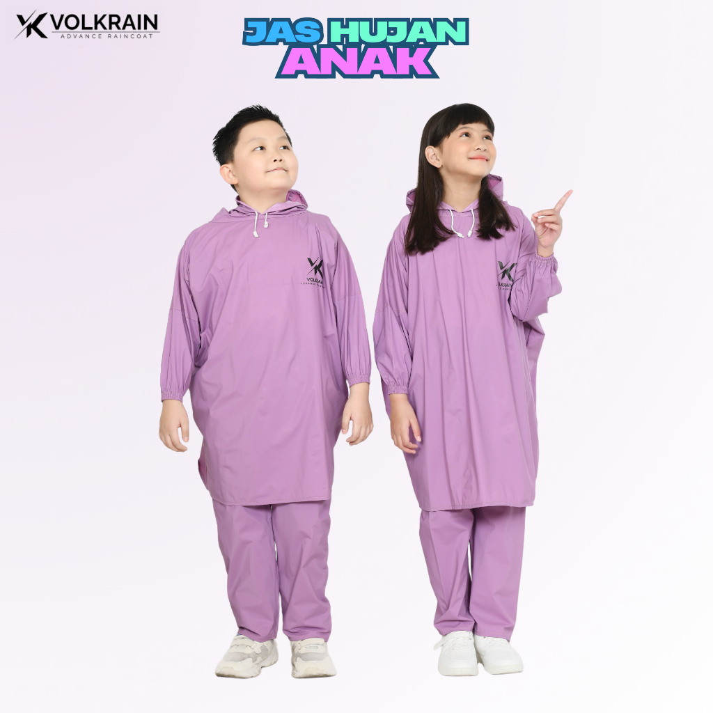 Jas Hujan Anak VOLKRAIN Raincoat Mantel Anak Setelan Ponco Celana - Jas Hujan Anak Karakter