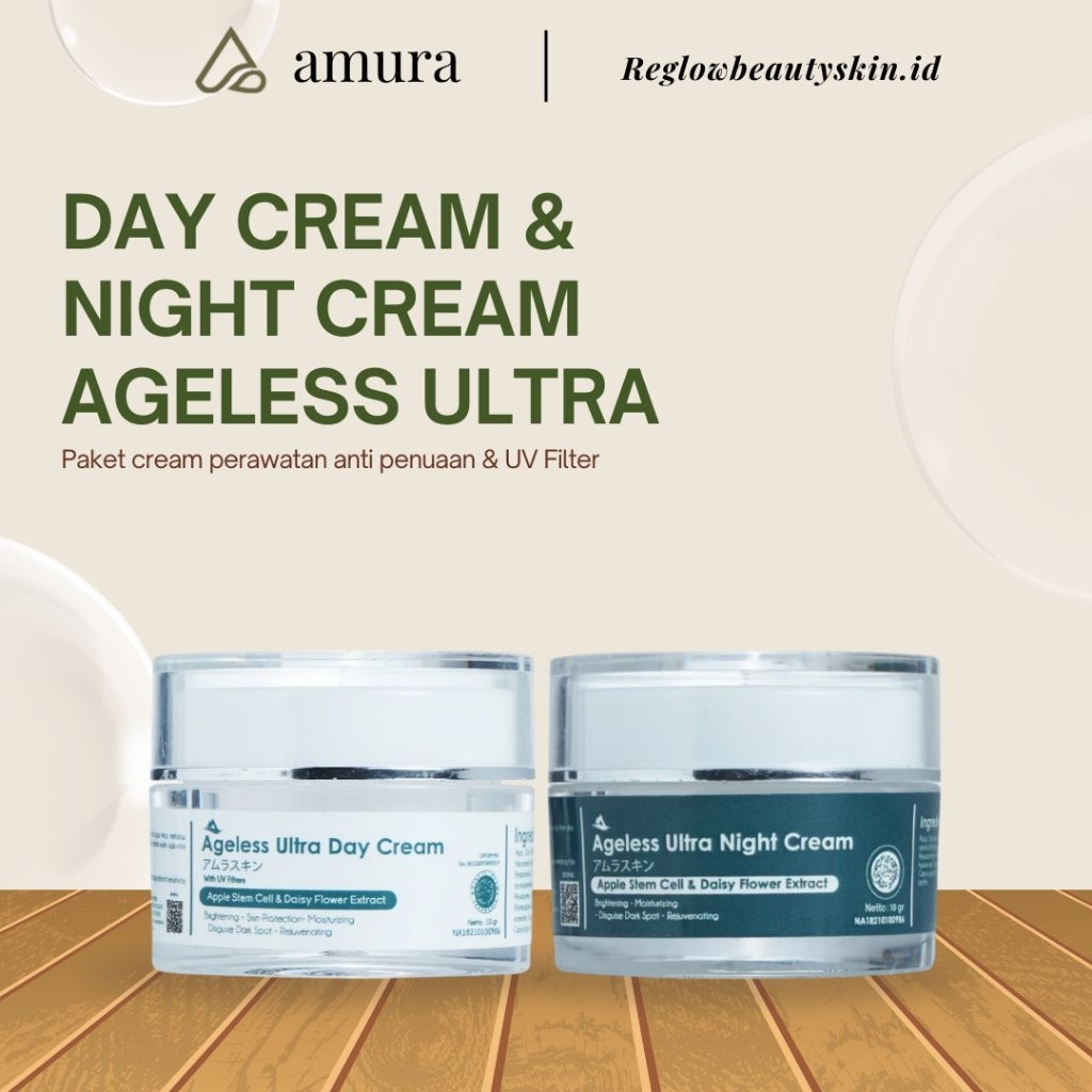 [Bundling] Amura Day Krim Ageless & Night Cream Ageless | UV Protection, Mencerahkan & Melembapkan