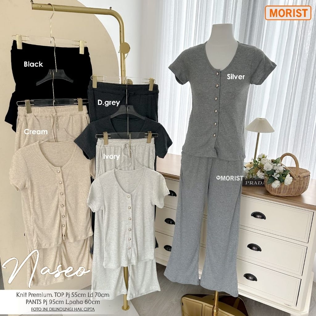 MORIST Set Baju Santai Wanita NASEO Knit Premium Lengan Pendek Nyaman