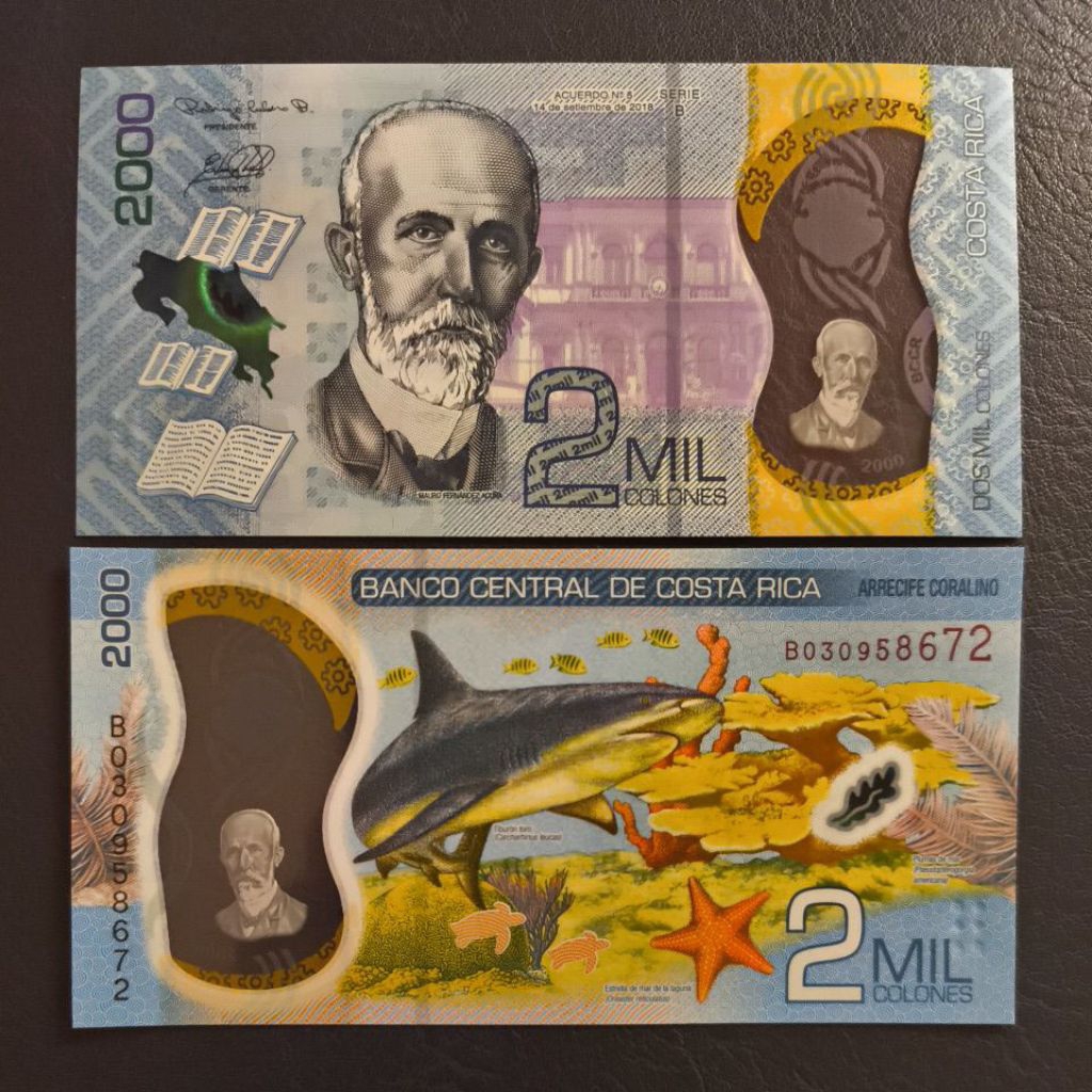 Uang Asing Polymer Costa Rica Pecahan 2 Mil
