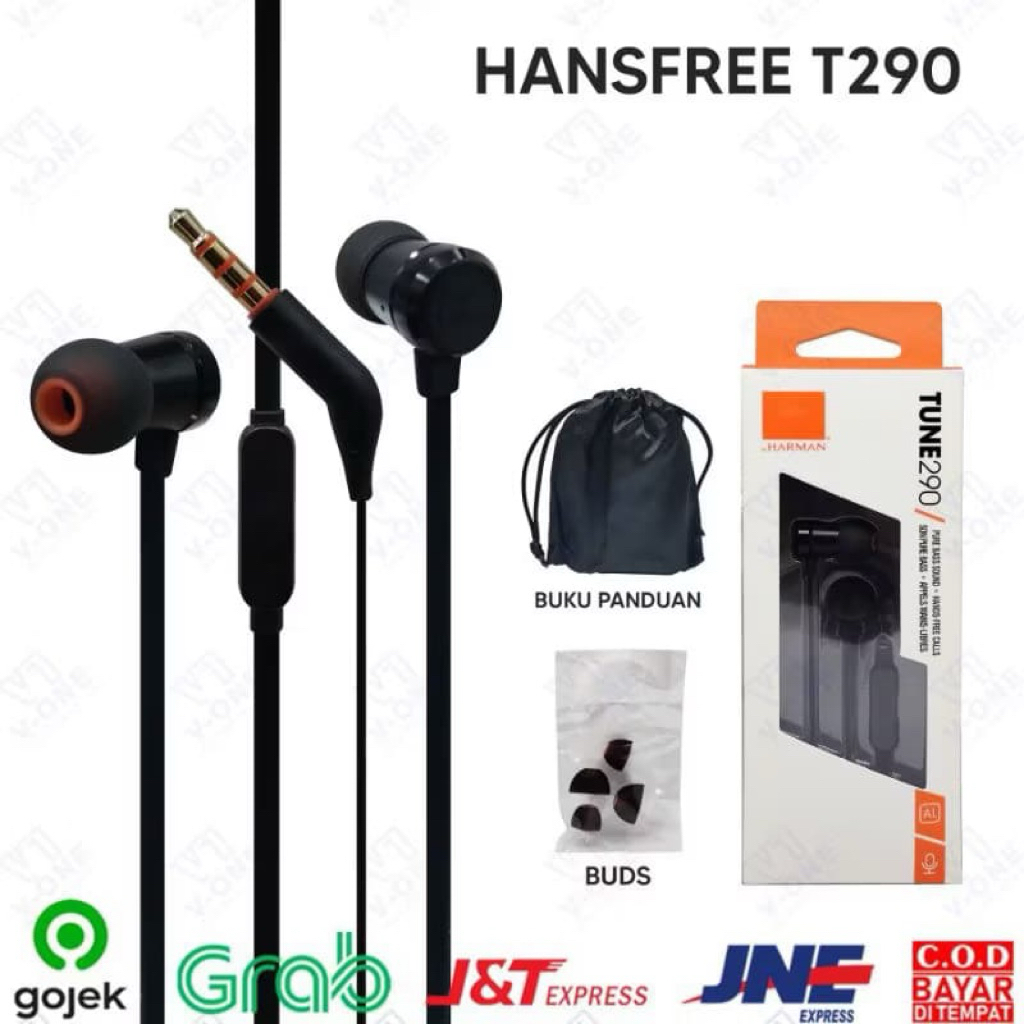 JBL T290 Earphone Headset Premium Wired In-Ear Headphones Original