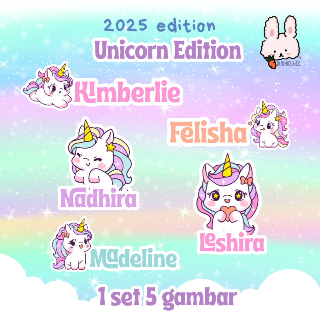 

stiker nama custom / sticker unicorn edition 2025 / stiker waterproof