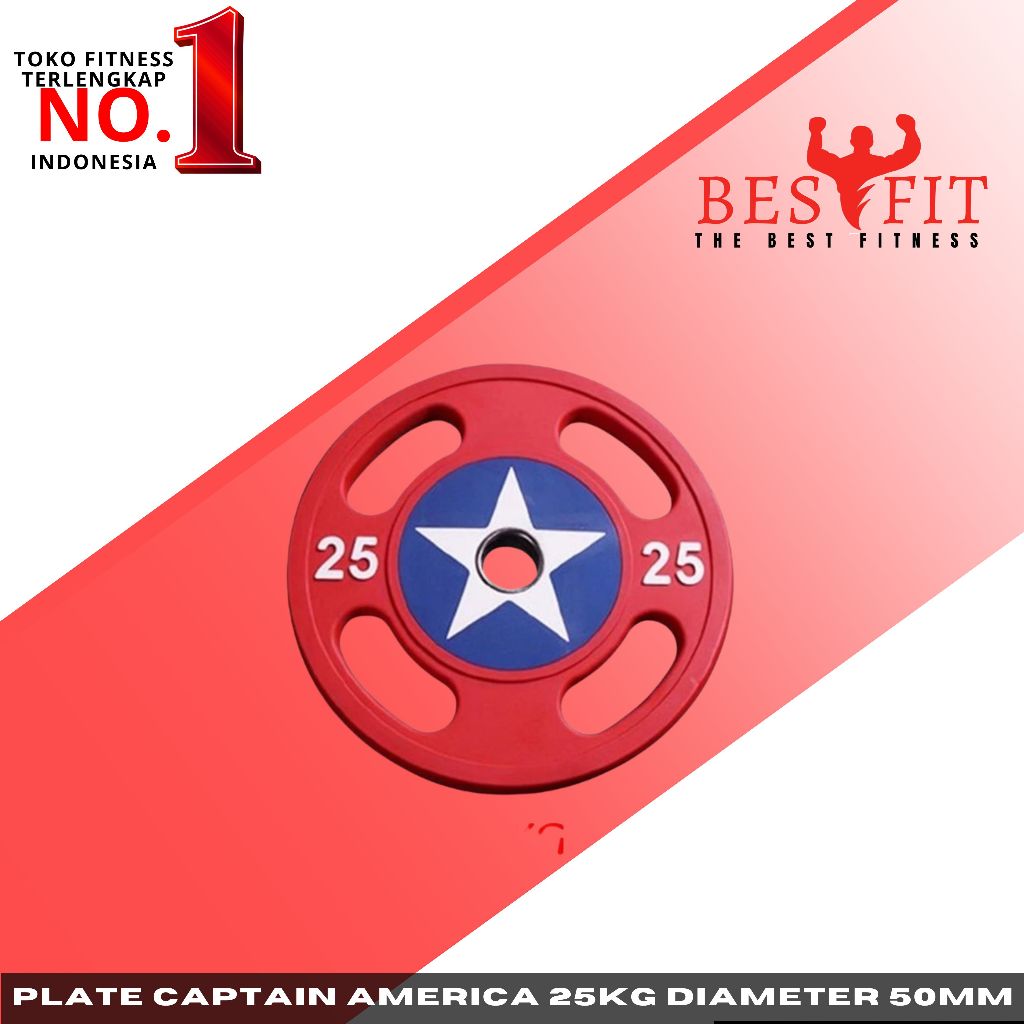 Alat Olahraga Fitness Gym Captain America Weight Rubber Plate Olympic Bumper 25 Kg