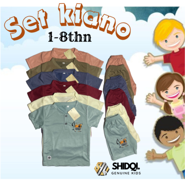 SHIDQI.STORE.SETELAN ANK  KIANO_BAJU ANAK_SETELAN ANAK UNISEX KIANO SET BAJU PENDEK CELANA PENDEK