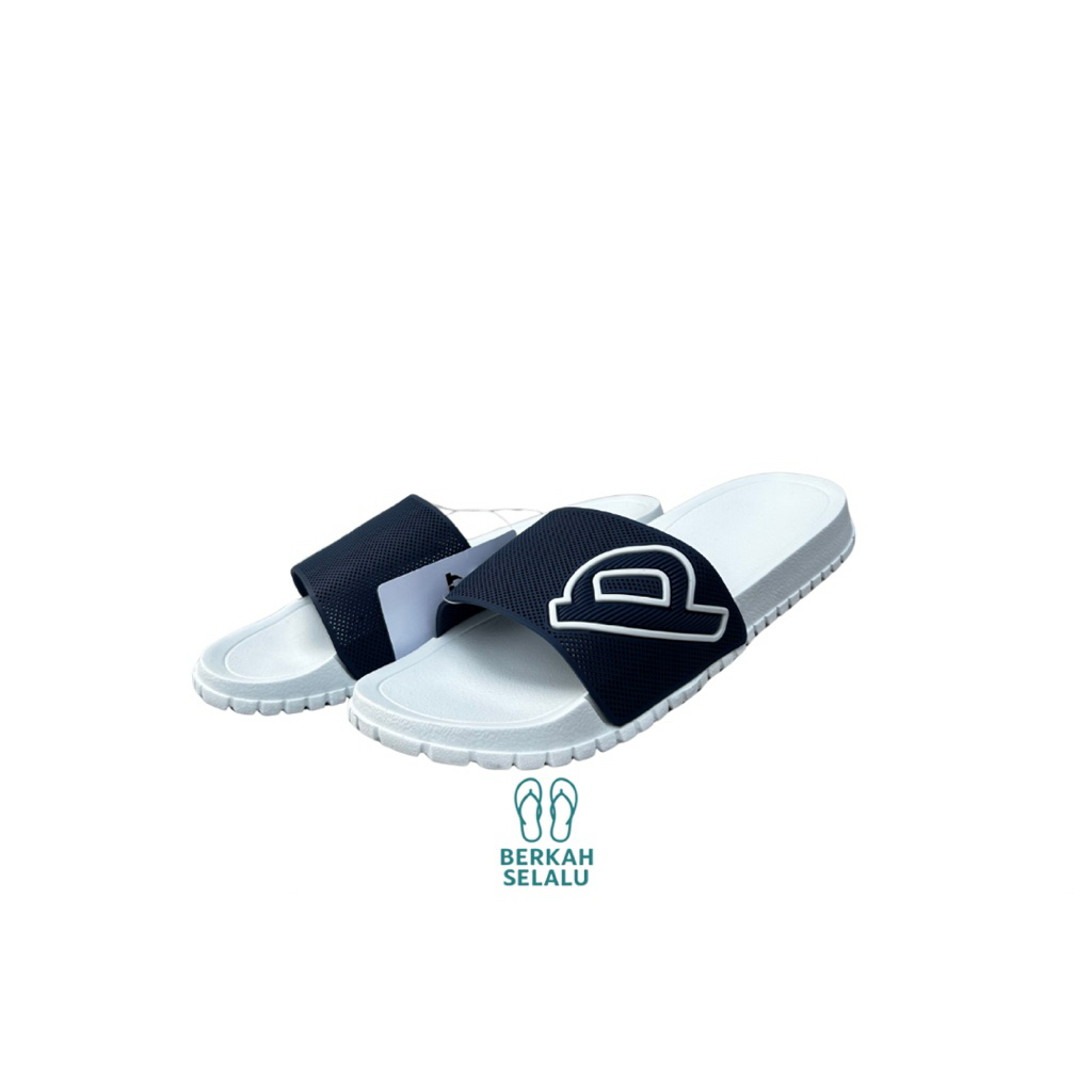 Sandal Selop Pria PORTO 9009M-11 Sandal Slide Karet Warna Putih Biru