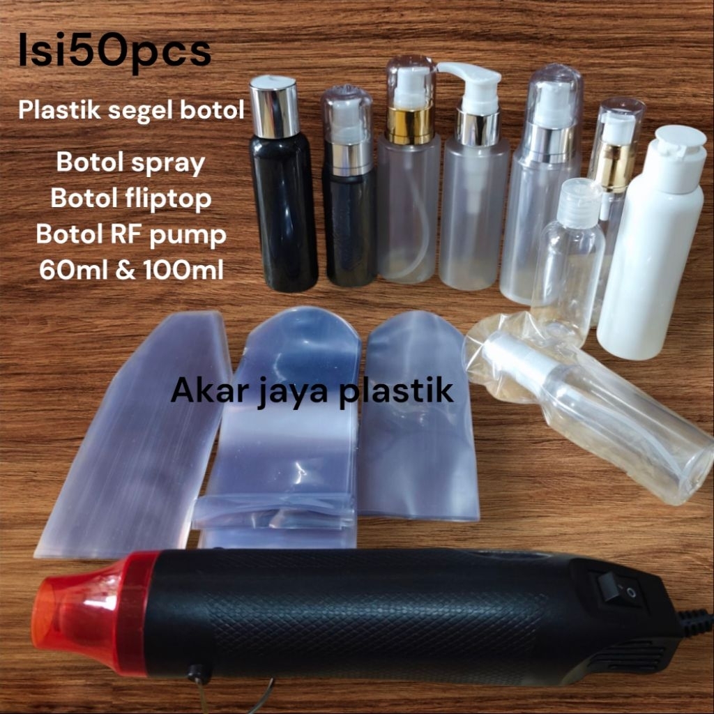 plastik segel botol 100ml dan 60ml plastik segel botol fliptop, spray , pimp