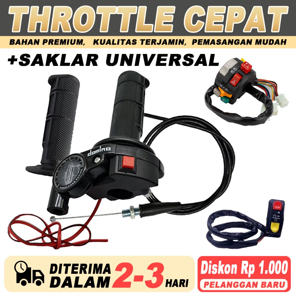 Gas Spontan Kompas Domino Italy Universal All Motor 1 Kabel + Stop Engine Fit Untuk Semua Motor Mati