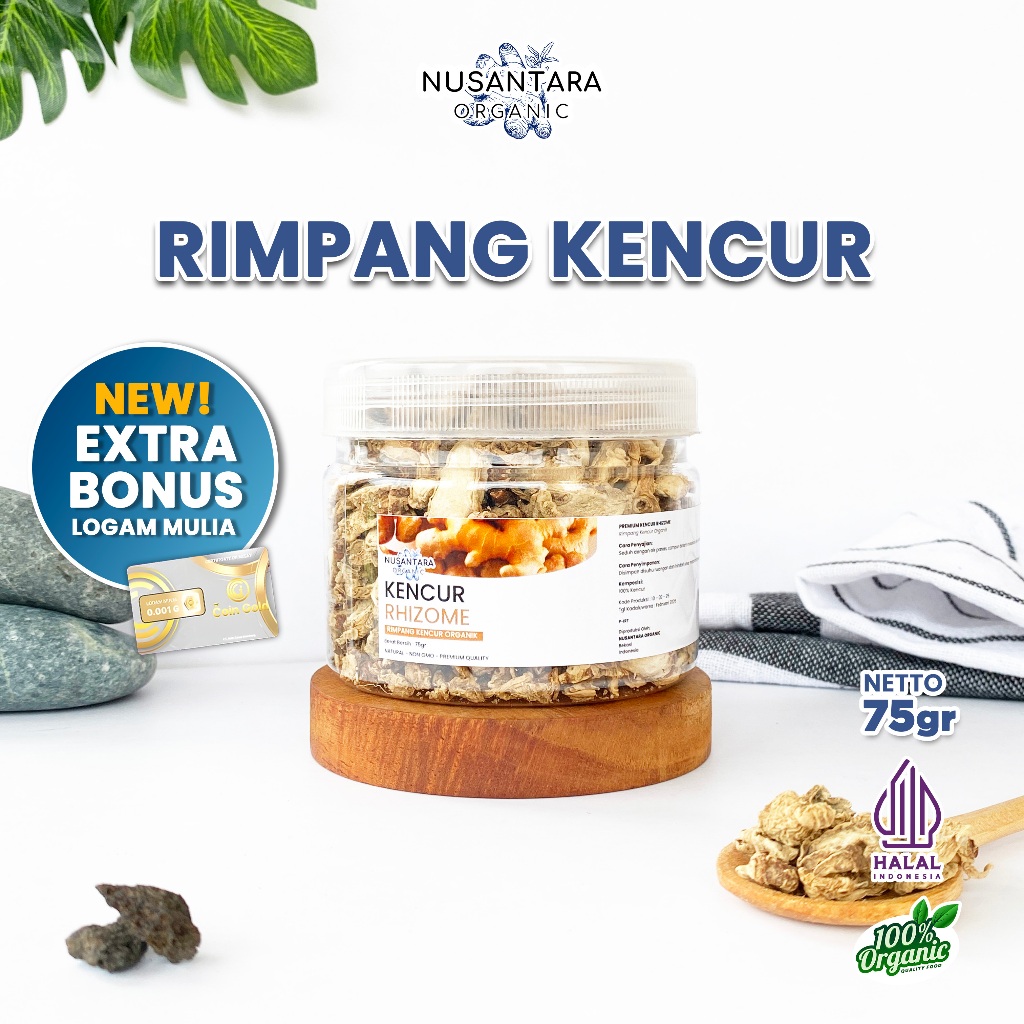 

Nusantara Organic Kencur Kering Dried Turmeric Rempah Masakan Organik Alami Herbal 75gr