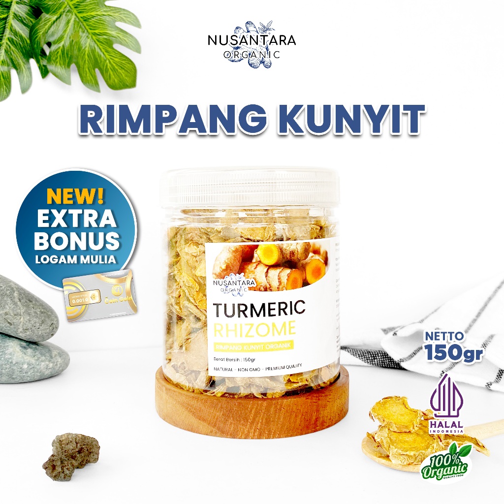 

Nusantara Organic Kunyit Kering Dried Turmeric Slice Rempah Masak Alami Herbal Organik Kunir 150gr