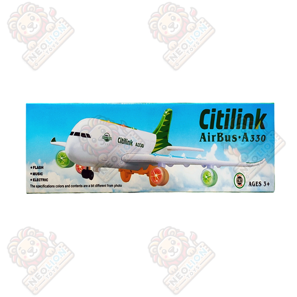 Mainan Anak Baterai Pesawat Terbang Airplane Airbus Citilink Lampu Suara A330-130CK