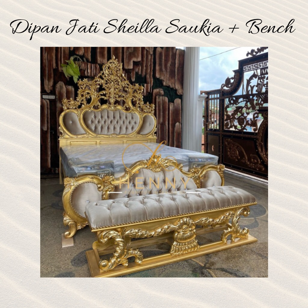 Henny Furniture Dipan Jati Sheilla Saukia + Bench Modern Estetik / Kamar Set Jati Modern
