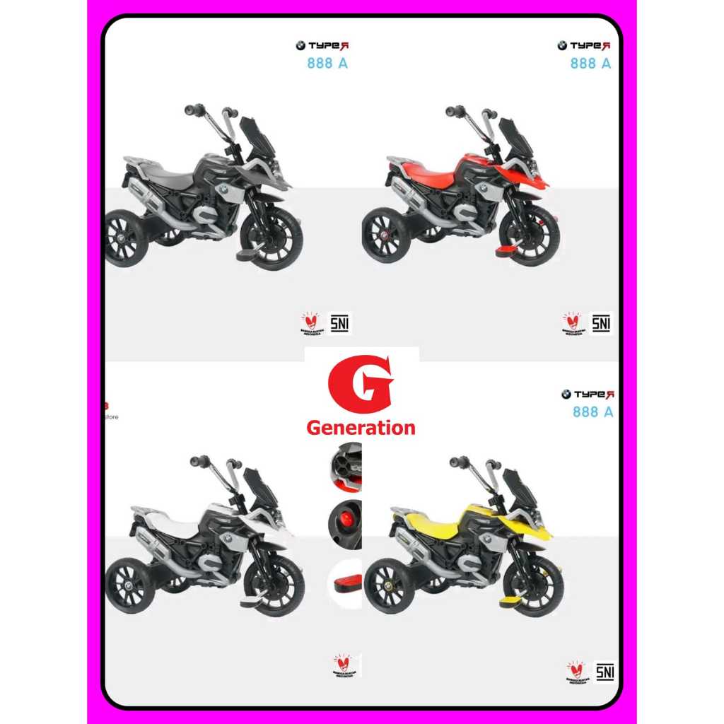 Motor Aki Anak Roda Tiga Mainan Sepeda Motor Gowes Sepeda Roda Tiga Type R M888A - PMB