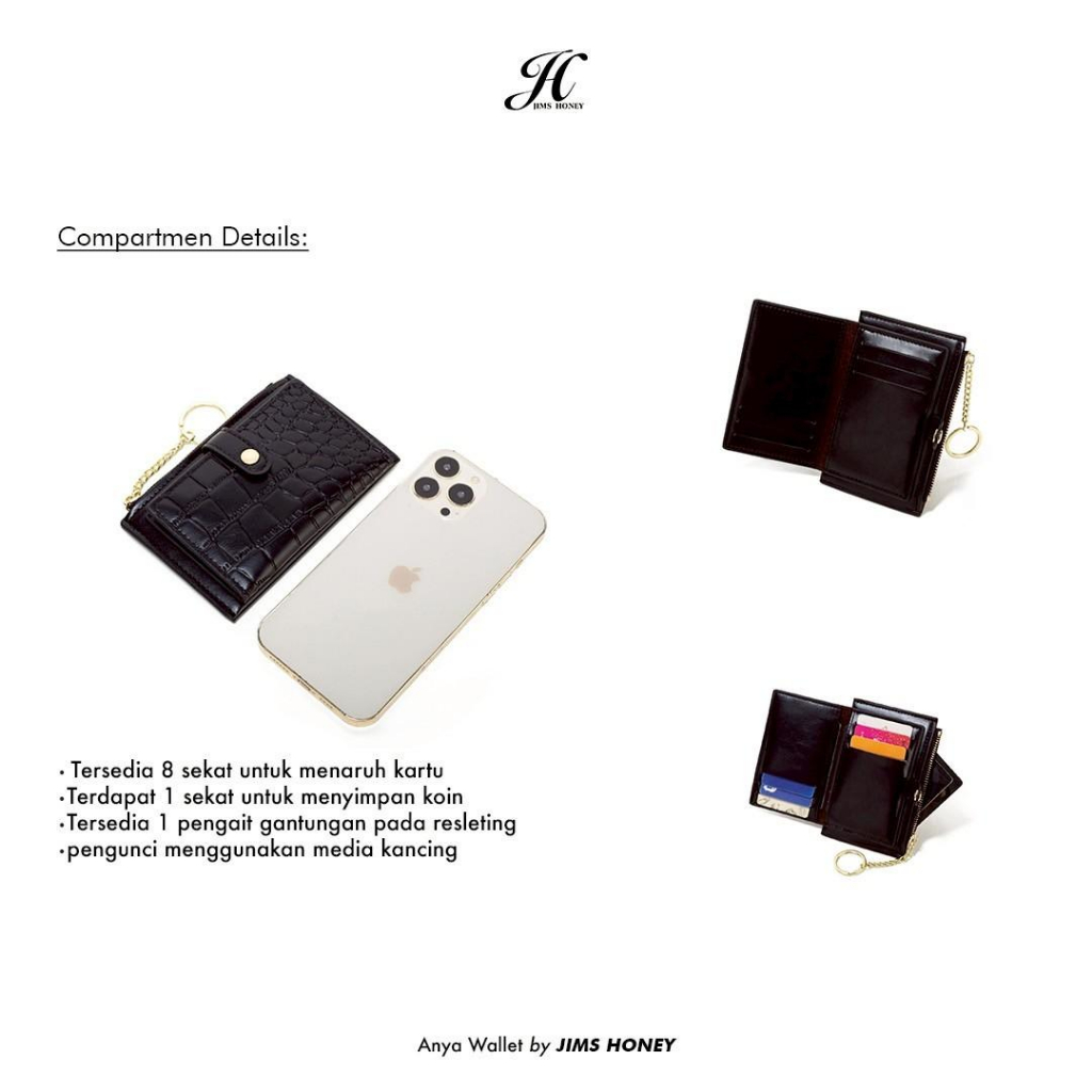 JIMS HONEY Dompet Wanita ANYA WALLET Dompet Uang Kartu Koin Kulit PU