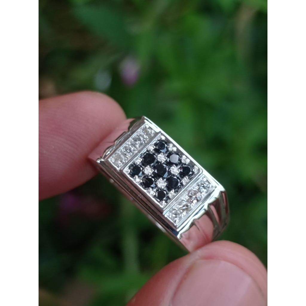 cincin pria mata utama berlian hitam mix natural berlian banjar