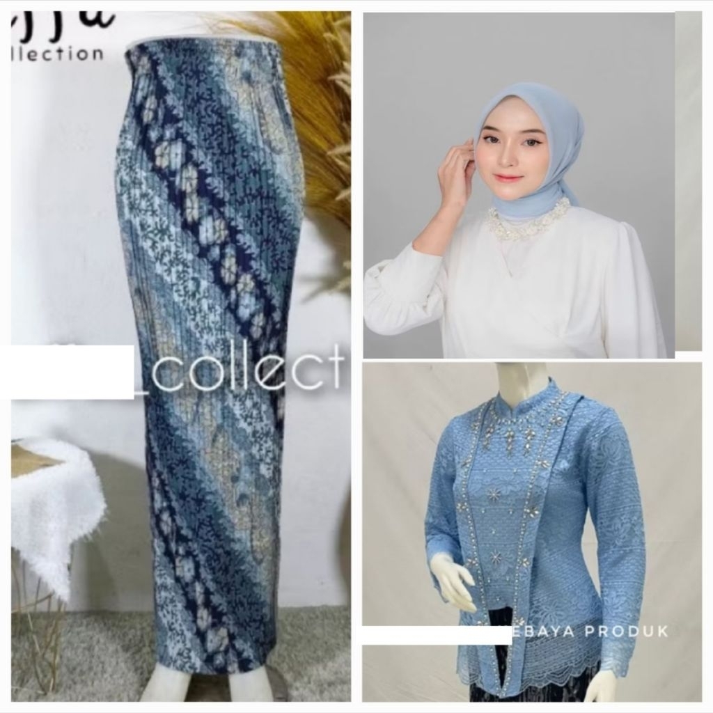 Set kebaya modern wisuda baby blue