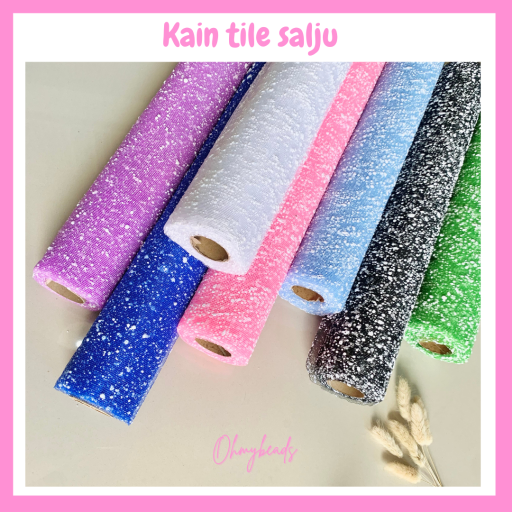 

￼[ 1 ROLL ] Kain Tile Salju Flower Mesh 4 Yard Wrapping Paper Polynet Snow Buket Bunga Tulle Jaring